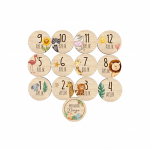 Tarjetas de Fotos de Bebé de Madera Natural para Registrar el Crecimiento Mensual, Juego de 12 Meses - Product Image 2