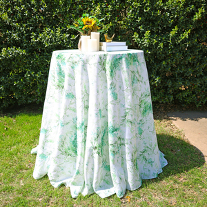Nappe de table ronde sans couture de 120 pouces en faux <span class=keywords><strong>lin</strong></span> de couleur <span class=keywords><strong>vert</strong></span> olive, résistante aux plis, de haute qualité, pour mariage, banquet, événement - Product Image 2