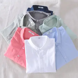 Wholesale High Quality Cotton Linen combo Summer Chic Stylish Casual Wear Long Sleeve Button Up Crew Neck men's shirts