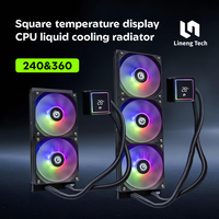 Refroidisseur d'eau AIO pour processeur, personnalisé en usine, 240 mm 360 mm, affichage thermique carré, pour PC de jeu Intel AMD, double ou triple ventilateur