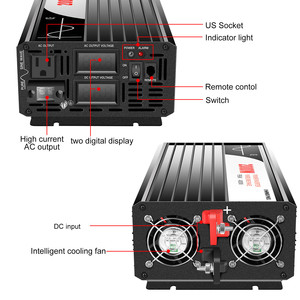 2000W שמש כוח עם אמריקאי שקע DC 12V <span class=keywords><strong>24V</strong></span> 36V 48V ל-AC <span class=keywords><strong>220V</strong></span> טהור סינוס גל מהפך 60HZ הטוב ביותר טהור סינוס גל להפוך - Product Image 3