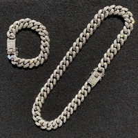 Ensemble de bijoux avec collier et bracelet en chaîne cubaine de 20 mm, style Box Lock Iced Out