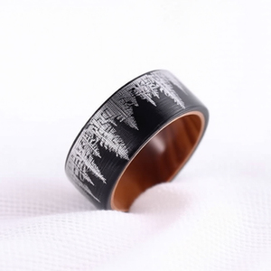 Anillo de tungsteno vintage de 8 mm con incrustaciones de madera de olivo negro, diseño clásico de árbol forestal para hombre, anillo de boda, regalo de compromiso, joyería. - Product Image 2