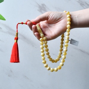 Rosario Musulmano in Ambra Naturale Gialla e Bianca, Perle di Preghiera in Ambra, Kehribar <span class=keywords><strong>Tesbih</strong></span> Tasbeeh - Product Image 4