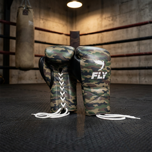 Guantes de Boxeo de Piel con Cordones, Color Negro Camuflaje, Protección UV, Correa de Muñeca Ajustable, 8 oz, para Entrenamiento en Gimnasio, Venta al Por Mayor - Product Image 3