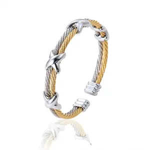 52306 Xuping Jewelry Design Fashionful, chic, advanced and elegant stainless steel lady's double braided bracelet