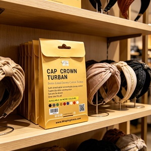 Boîtes de vente au <span class=keywords><strong>d</strong></span>étail personnalisées de luxe écologiques imprimées avec trou de suspension, emballage <span class=keywords><strong>en</strong></span> papier kraft pour turbans et foulards - Product Image 2