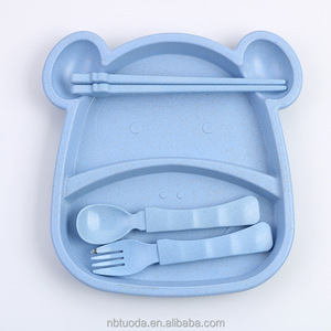 ชุดชามรูปทรงหมีลายการ์ตูนของ<span class=keywords><strong>เด็ก</strong></span>ทำจากเส้นใยฟางข้าวสาลีเพื่อสุขภาพและทนทาน - Product Image 3