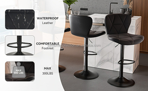 Tabourets de bar modernes 2 PCS/CTN <span class=keywords><strong>Noir</strong></span> Réglable Rembourré Pivotant avec Dossier Convient aux îlots de cuisine - Product Image 4