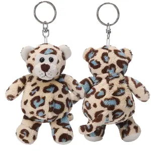Sevimli dolması leopar yumuşak peluş oyuncak çocuklar için moda hayvanat bahçesi hayvanlar peluş oyuncak leopar Mini anahtarlık