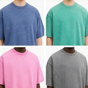 Fabricant de vêtements avec logo OEM, fourniture de t-shirts personnalisés brodés en 3D, effet délavé, pour hommes, modèle Edage Boxy - Product Image 5