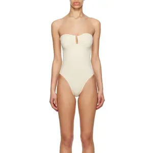 Ivory sexy swimwear & beachwear sweetheart neck underwire and shirring at front and sides woman's swimsuits