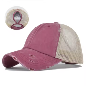 2025 nueva tendencia sombrero de camión de alta calidad malla transpirable deportivo Dobby lavado sombrero de algodón - Product Image 1