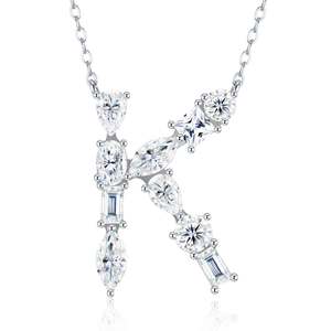Collar de Moissanita con Corte Múltiple VVS, Letra C, Apto para Probador de Diamantes, Chapado en Platino sobre Plata 925, Joyería Fina Elegante - Product Image 1