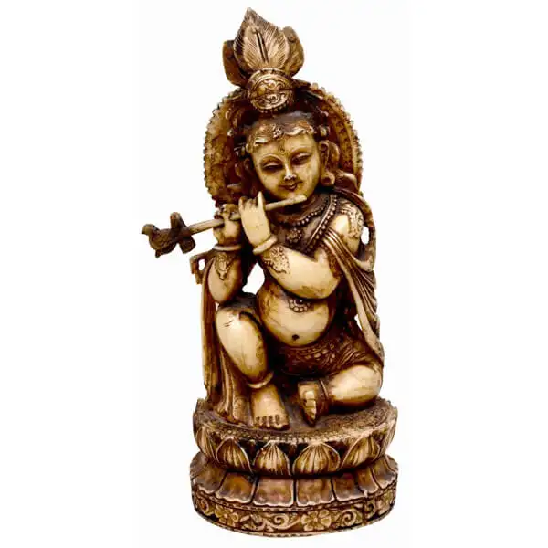 Estatua hecha a mano de poliresina, Lord Krishna de la India