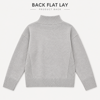 Pull en maille texturé à col montant et demi-zip pour femme, coupe décontractée, idéal pour un look quotidien