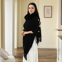 Col en fourrure tricots Cape automne hiver femmes doux coton sensation tricot pull Poncho Faux lapin col en fourrure châle pull tricoté