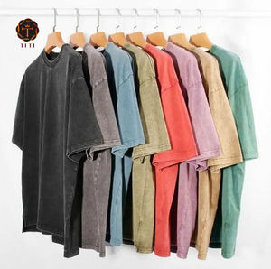 Kaos Pria Logo Kustom Vintage Acid Wash Distressed Heavyweight Cotton Blank Oversized 100% Katun untuk Kaos Pria - Product Image 1