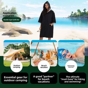 Poncho à séchage rapide à glissière plongée surf équipement de natation absorbant l'eau séchage rapide adulte plage <span class=keywords><strong>peignoir</strong></span> à capuche - Product Image 5