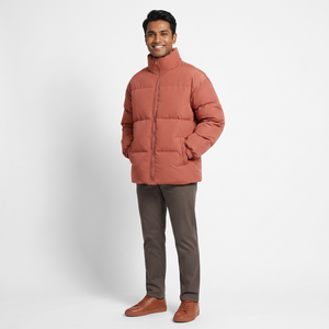 Veste matelassée personnalisable en toile de nylon avec fermeture éclair, manches longues, col montant, style urbain hivernal, service OEM disponible - Product Image 1