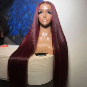 180% Pre nhổ màu tự nhiên # 99j Burgundy màu HD ren Tóc Giả 4x4 13x4 trong suốt HD ren phía trước tóc giả tóc con người cho phụ nữ - Product Image 2