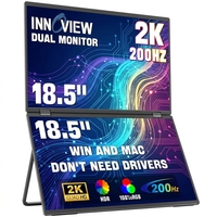 Monitor de Juegos Dual InnoView de 18.5 Pulgadas, 200Hz, Baja Distorsión de Movimiento, Puertos DP, USB C y HDMI para Deportes Competitivos