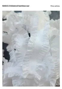 شريط دانتيل ذو حواف مكشكشة مزدوجة الجانب عالي الجودة ورائج، بعرض 2.0-2.8 سم، بلون واحد وحافة ساتان - Product Image 5