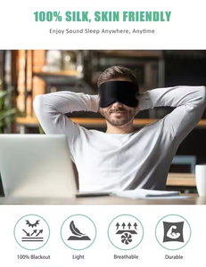 100% Natural Pure Silk Adjustable Strap Home Textile Sleeping Shade Cover Blocks <b>Light</b> Reduces Puffy Eye <b>Sleep</b> Mask - Product Image 2