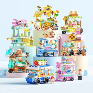 Lele kardeş 8613 çocuk aperatif yiyecek sepeti tuğla Mini şehir sokak görünümü yapı blok oyuncaklar