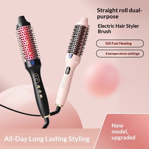 Ceramic Thermal <b>Hair</b> <b>Brush</b> LCD Temperature Display Infrared Tourmaline Ionic Curling Iron Volumizing <b>Hair</b> <b>Brush</b> <b>Electric</b> - Product Image 5