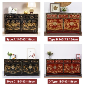 יפה צבוע ביד מלא עץ סיידית בסגנון סיני ארון - Product Image 6