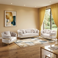 Ensemble de canapés modulaires en tissu haut de gamme avec rembourrage en mousse, pieds en acier inoxydable doré, design moderne, durable et confortable pour salon