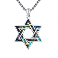 Nouvel Arrivage Pendentif pour Enfants en Argent Sterling 925, Forme Étoile Religieuse Juive, Sertissage en Canal, avec Opale de Feu Bleu Océanique, Style Hébreu Israélien