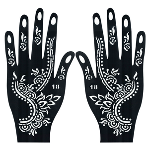 Pâte de henné pour peinture corporelle, autocollant de tatouage pour le dos de la main et les doigts, pochoir ajouré en maille pour peinture au henné et tatouage - Product Image 1