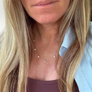 Collar de Plata de Ley 925 Gemnel con Ópalo en Forma de Gota de Algodón de Azúcar, Collares de Cadena de Cable con Cuentas de Ópalo Multicolores - Product Image 6