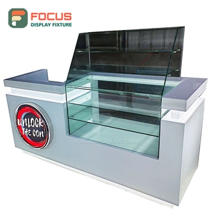 Commercial Smoke Shop Display Cabinet Wood Glass Counter LED <b>Lighting</b> Tobacco Display Cabinet - Product Image 1
