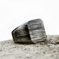 Quadratischer Edelstahl-Schildring für Damen und Herren, gebürsteter, klobiger Fingerring, Vintage, blanko, wasserdicht, auf Lager, für Hochzeit und Verlobung