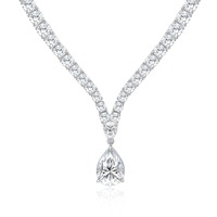 Collier en argent sterling 925 plaqué rhodium pour femmes, avec moissanite en forme de poire, collier de tennis pour mariage et fête, fabrication de bijoux sur mesure