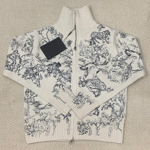 Cárdigan de punto personalizado con logotipo para hombre, de lujo, manga larga, con cremallera, antiarrugas, cuello redondo, para invierno. - Product Image 1