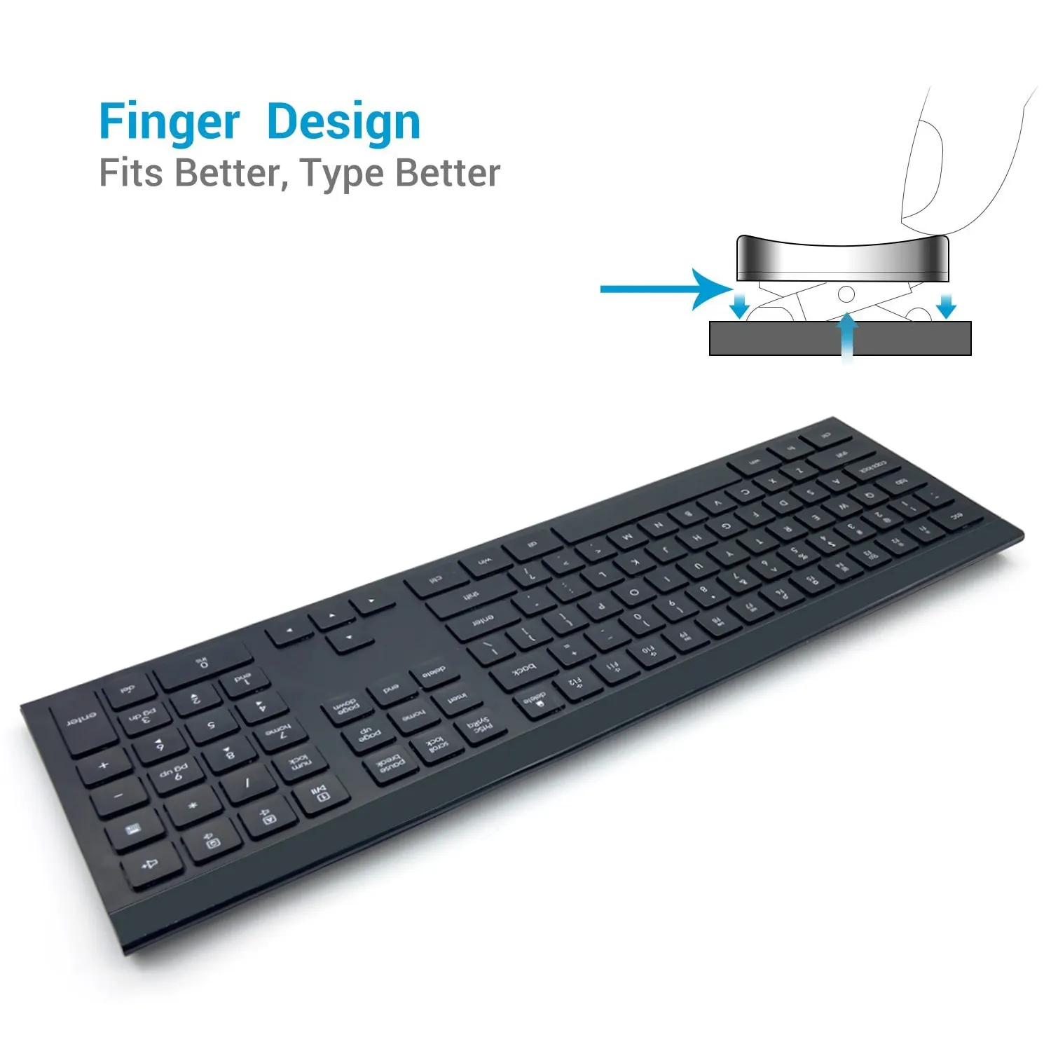 2022 New Design Full Size 110 Keys German Noisyless Scissors Structure Office Wireless Keyboard For Computer