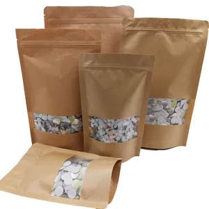 Customized Food Packaging Snacks Packaging Kraft Paper Stand Up Pouch Food Packaging Zipper With window Bags