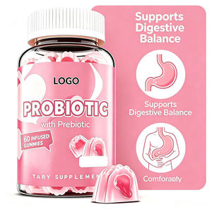 Vegan Organic Probiotic Prebiotic Gummies 60 Billion CFU Fruity Digestive Balance Supplement for Women Adult Custom Packaging - Product Image 1