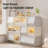 Smarter Sensor-Lichtschrank Stapelbarer Kunststoff-Aufbewahrungsschrank mit Klapptür Spielzeug- und Kleiderorganizer DIY Modularer Schrank für Schlafzimmer und Spielzimmer