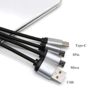 Kostenlose benutzer definierte Logo promotional Geschenk Runde 3-in-1 USB-Verlängerung kabel LED-Logo Schlüssel ring Schlüssel bund leuchten Ladekabel mit Haken