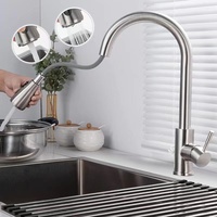Robinets d'évier de cuisine modernes en acier inoxydable 304 plaque de recouvrement en nickel brossé robinet de pulvérisation d'eau chaude et froide directement en usine