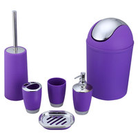 Les accessoires de salle de bain en plastique BX comprennent un porte-brosse à dents, une tasse de brosse à dents, un distributeur de savon, un porte-brosse de toilette, une poubelle, un gobelet