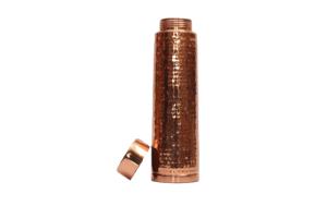 Modern Matte Finish Hammered Copper Water <b>Bottle</b> - Sustainable Hand-Polished 1L Copper <b>Flask</b> with Leak-Proof Screw Cap - Product Image 5