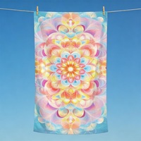 Nouvelle serviette de plage personnalisée à imprimé mandala pastel, serviette de plage florale colorée personnalisée pour la piscine, le resort, les vacances d'été
