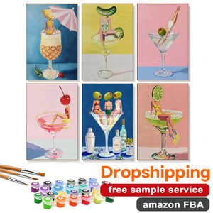 Set di 6 Kit Pittura a Numeri Divertenti per Cocktail, per Adulti, Pittura su Tela Fai-da-Te per Decorazioni Domestiche con Dropshipping e FBA - Product Image 1