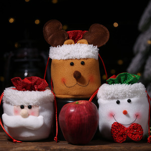 Children's Cartoon Candy Gift Bag <b>Cloth</b> <b>Material</b> Round Fashionable Christmas Decorations Stuffed Apple Christmas Eve Holiday - Product Image 4